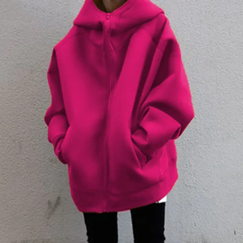 Teal 2023 Hooded Fleece Zipper Coat Long Sleeve - Image 7