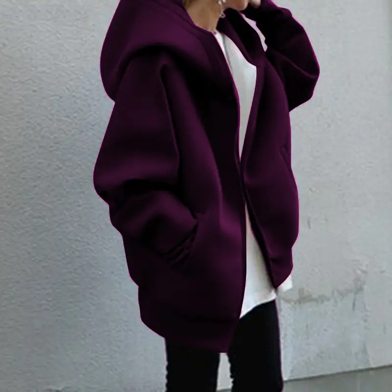 Teal 2023 Hooded Fleece Zipper Coat Long Sleeve - Image 8