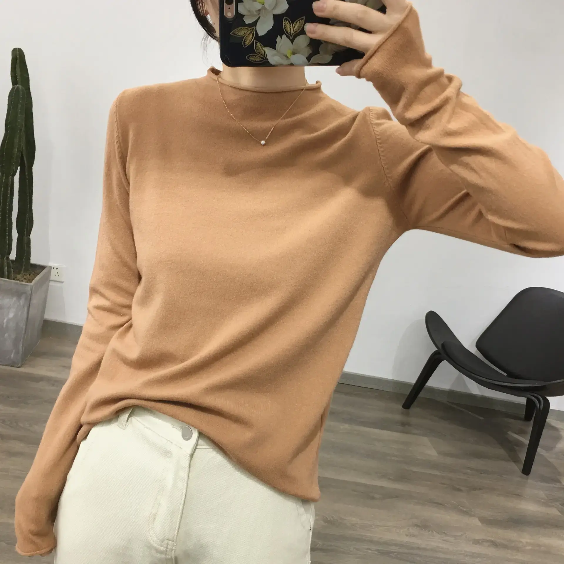 Women's Black Long Sleeve Slim Fit Top - Image 2