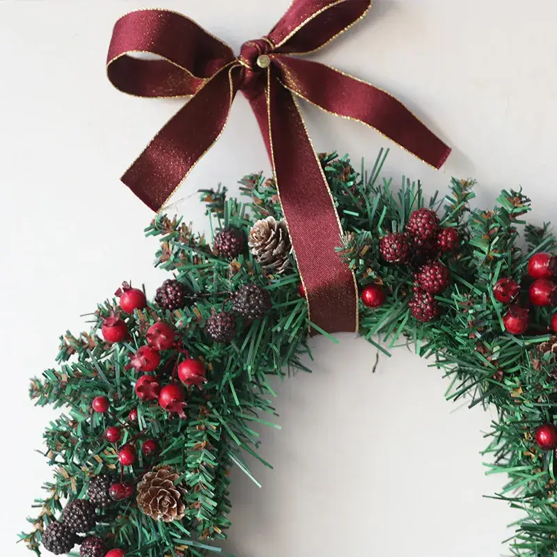 Christmas Rattan Ring with Red Fruits & Pine Cones - Image 4