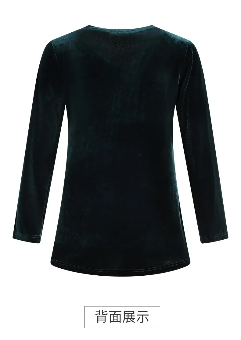 Women's Long Sleeve Velvet T-Shirt Green 2022 — feature 18
