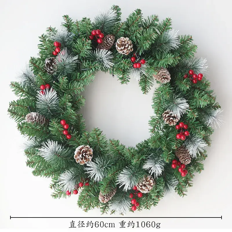 Christmas Rattan Ring Decorative Rattan with Pine Cones and Red Berries - Image 6