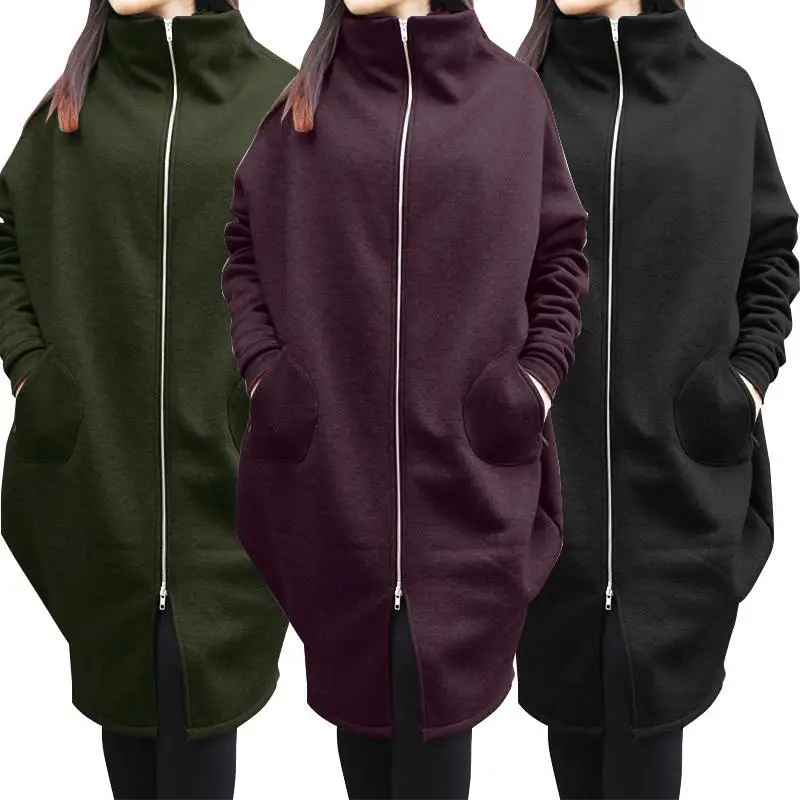 2023 Women Grey Zipper Hooded Sweatshirt - Image 3