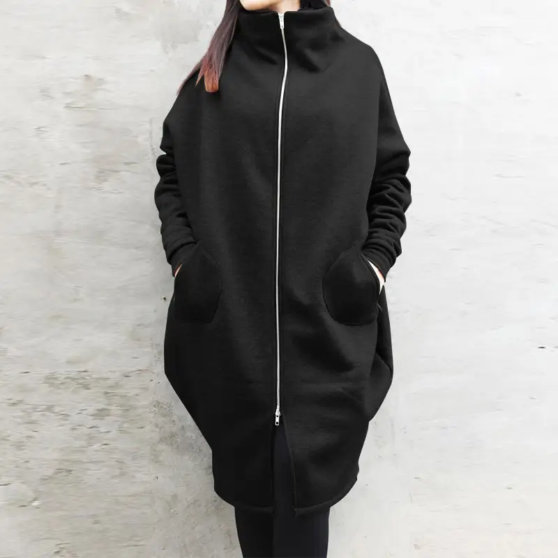 2023 Women Grey Zipper Hooded Sweatshirt - Image 4
