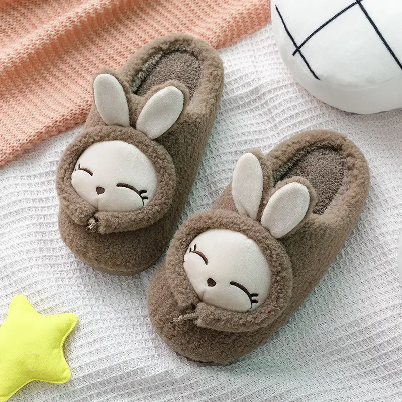 Cotton Slippers Women's Autumn and Winter Cute Household Moonchild Fashion Indoor Non-slip Warm Plush Cotton Slippers Men's
