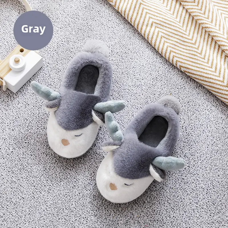 Cotton Slippers Women's Autumn and Winter Cute Household Moonchild Fashion Indoor Non-slip Warm Plush Cotton Slippers Men's