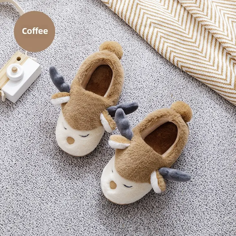 Cotton Slippers Women's Autumn and Winter Cute Household Moonchild Fashion Indoor Non-slip Warm Plush Cotton Slippers Men's