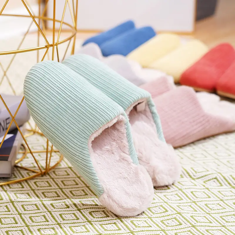 Women Cotton Slippers Mint Green Warm Winter Indoor