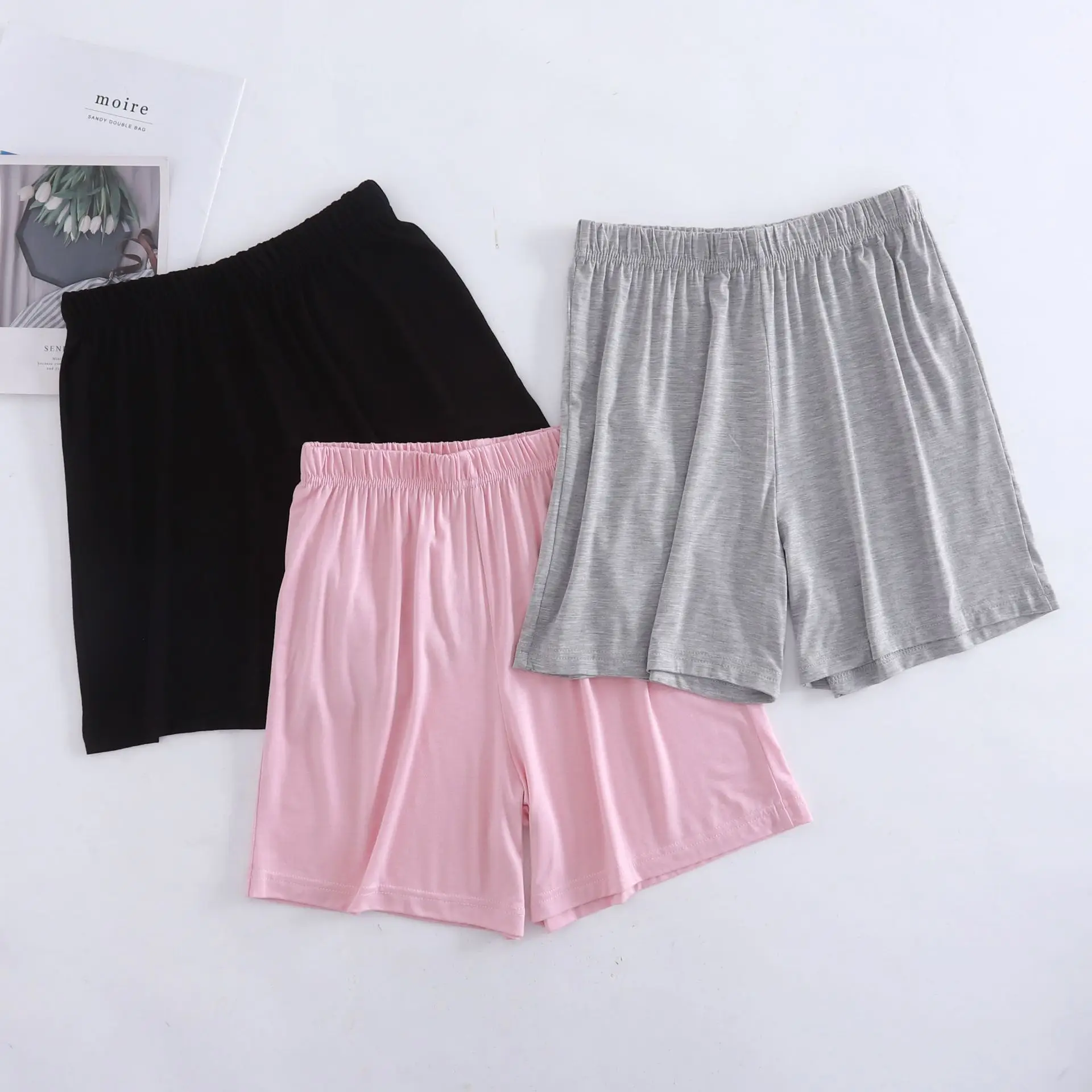 Women's Purple Elastic Waist Loose Shorts