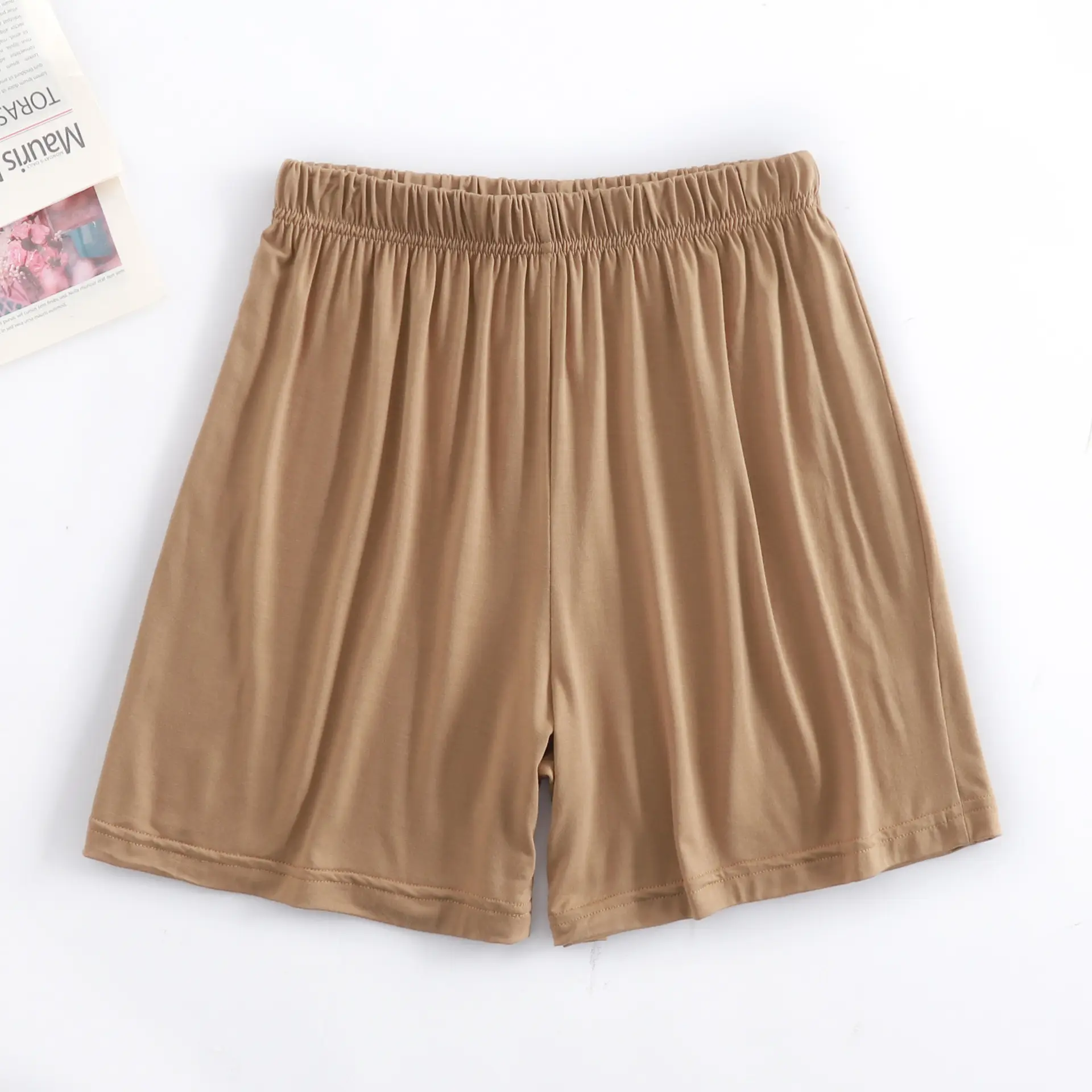 Women's Purple Elastic Waist Loose Shorts