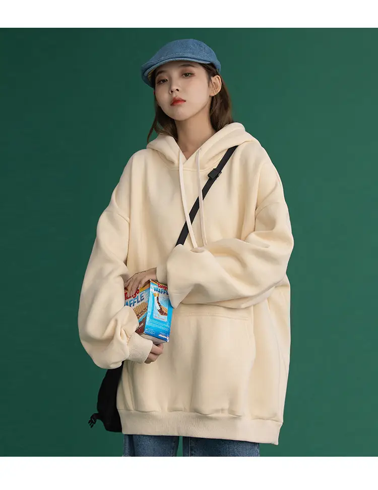 White Korean Style Hooded Sweatshirt for Women — feature 29