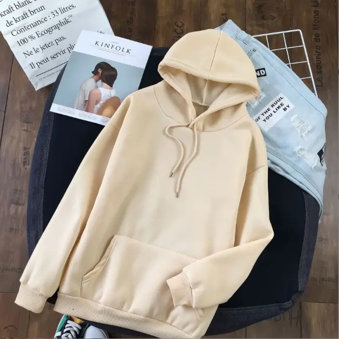 White Korean Style Hooded Sweatshirt for Women - Image 2