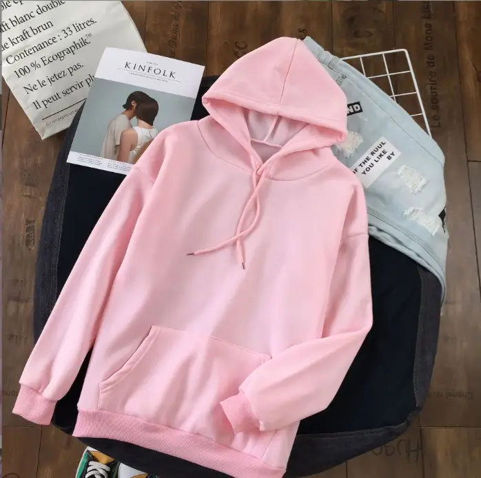 White Korean Style Hooded Sweatshirt for Women - Image 5