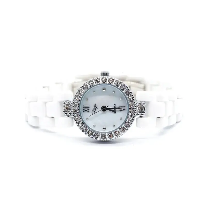 Korean Diamond Women's Quartz Watch Rose Gold White Strap - Image 9