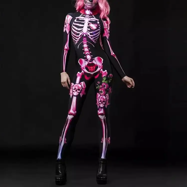 Halloween Skull Skeleton Jumpsuit 2 Colors - Image 6