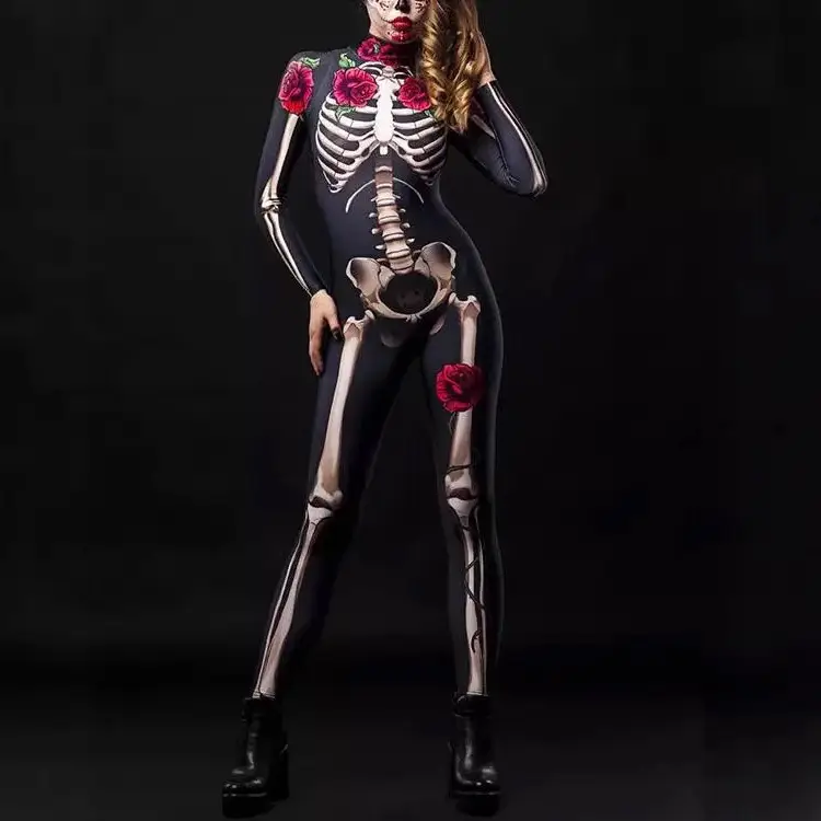 Halloween Skull Skeleton Jumpsuit 2 Colors - Image 7
