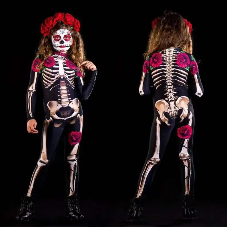 Halloween Skull Skeleton Jumpsuit 2 Colors - Image 3