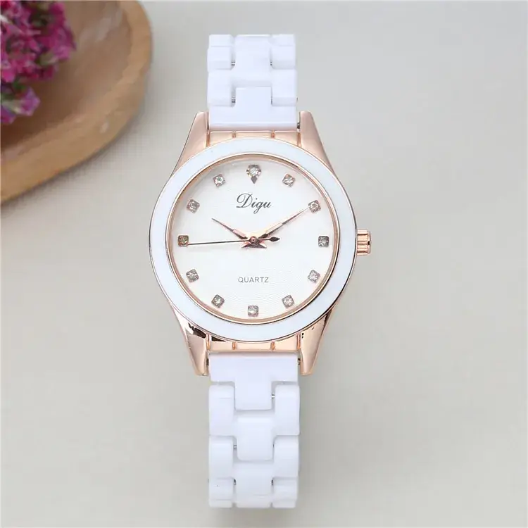 Luminous Quartz Women's Watch Rose Gold White Strap - Image 4
