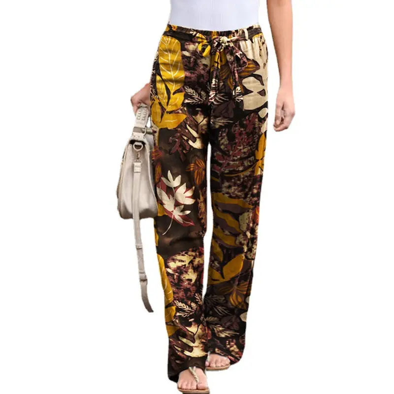 Printed Cotton Linen Trousers with Floral Pattern - Image 17
