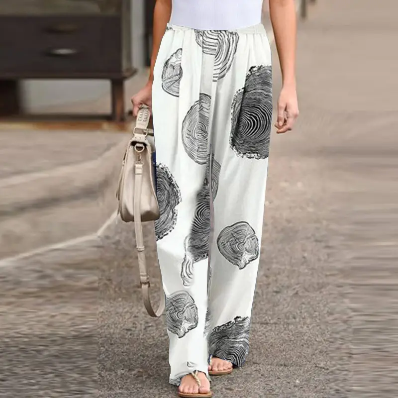 Printed Cotton Linen Trousers with Floral Pattern - Image 8
