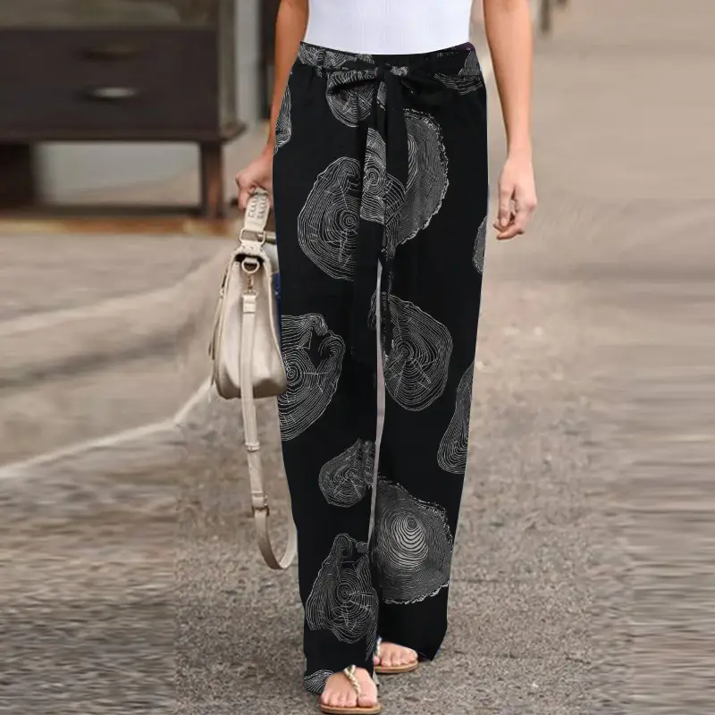 Printed Cotton Linen Trousers with Floral Pattern - Image 9