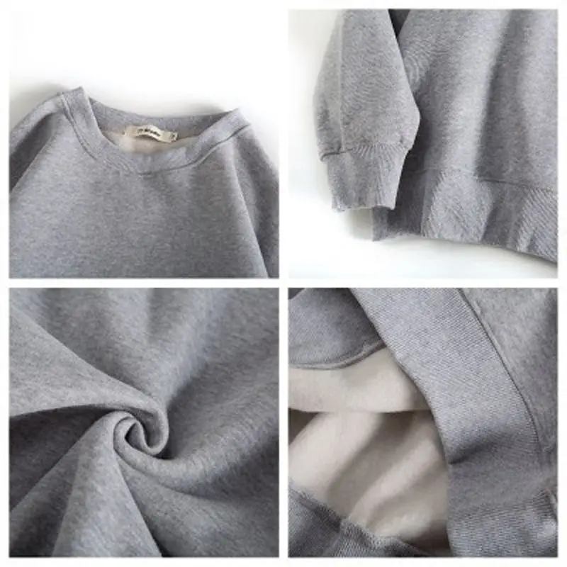 Women Grey Hoodless Sweatshirt Loose Winter Class - Image 25