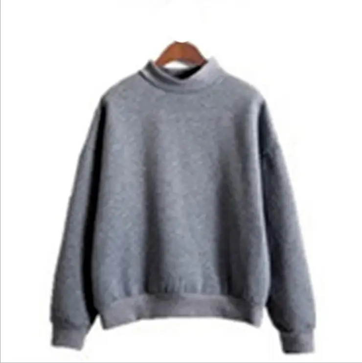 Women Grey Hoodless Sweatshirt Loose Winter Class - Image 19