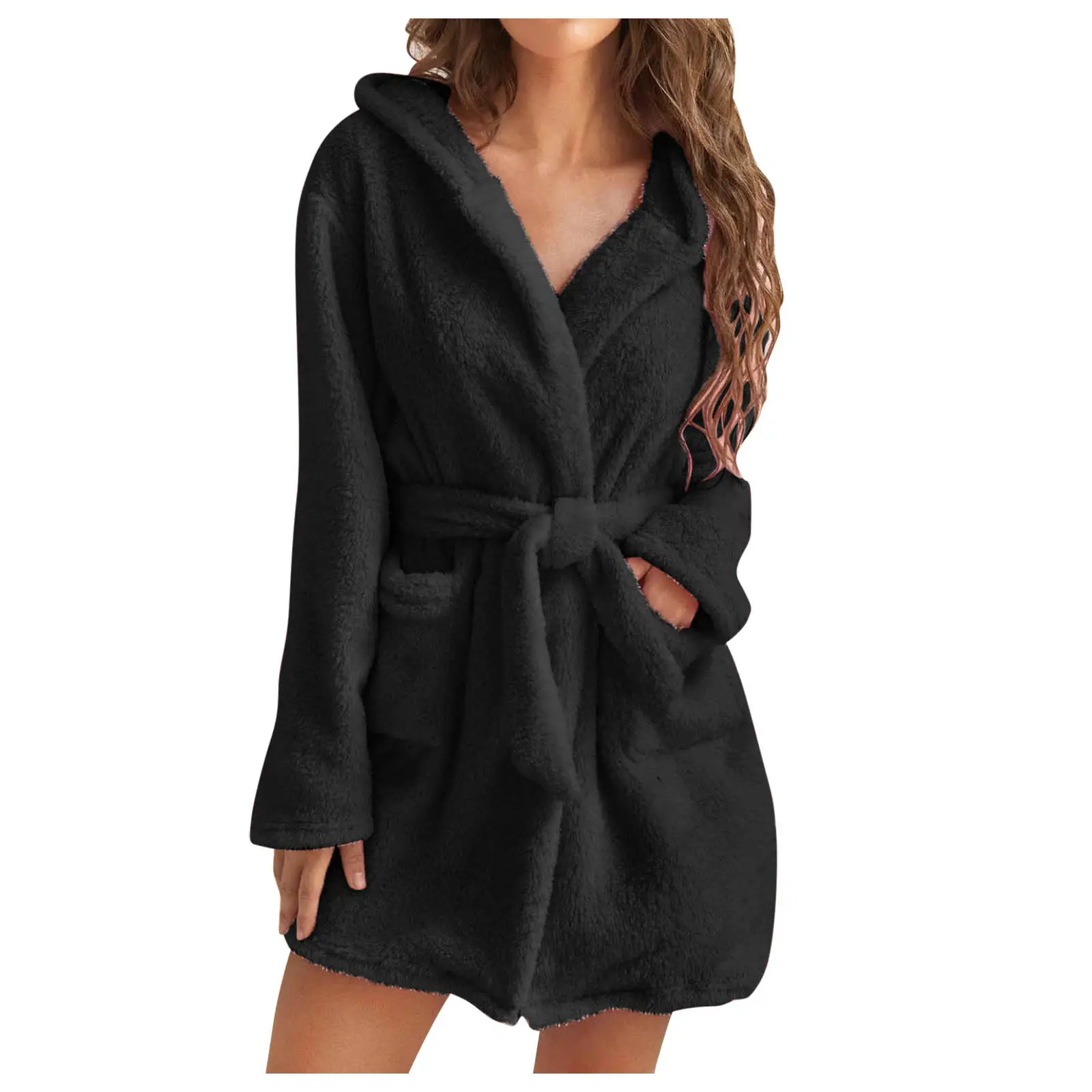 Black Mao Mao Hooded Pajama Set for Women - Image 3