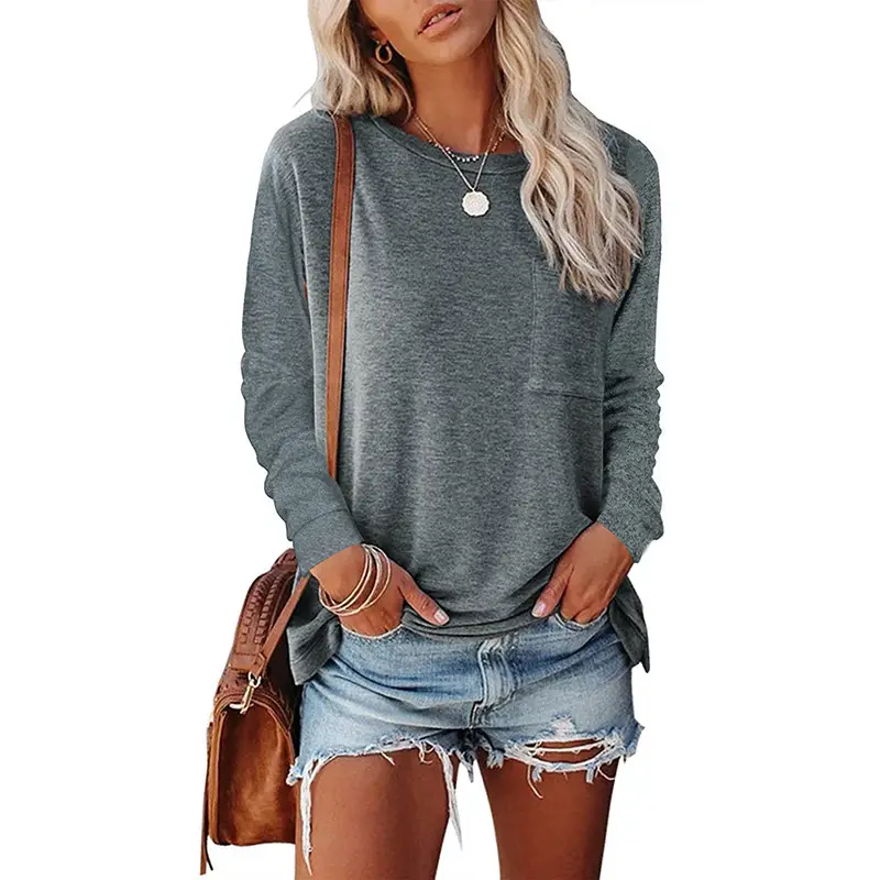 Women Green Round Neck Long Sleeve T-Shirt Casual Wear - Image 11
