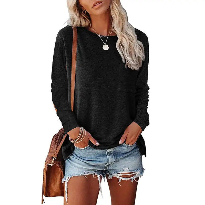 Women Green Round Neck Long Sleeve T-Shirt Casual Wear - Image 12