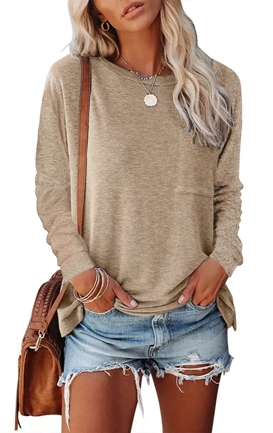 Women Green Round Neck Long Sleeve T-Shirt Casual Wear - Image 5