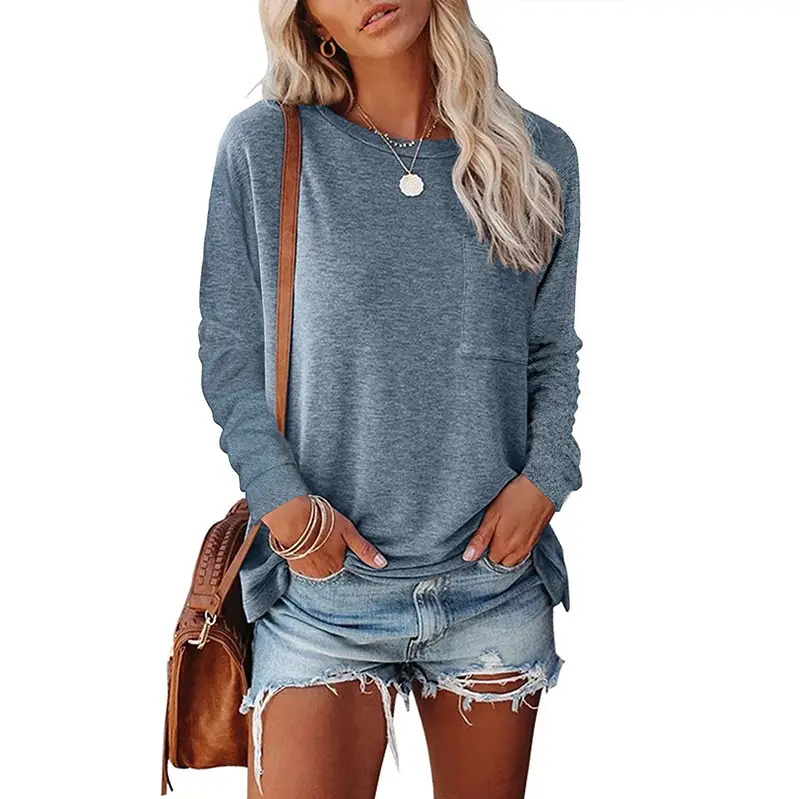 Women Green Round Neck Long Sleeve T-Shirt Casual Wear - Image 6