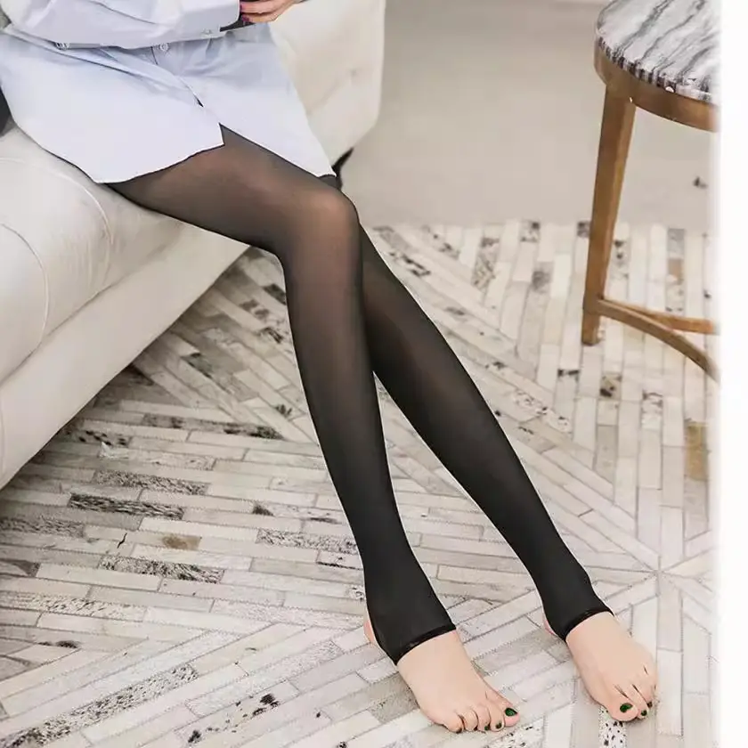 Women's Fleece-Lined Leggings Grey Warm Bare Skin - Image 9