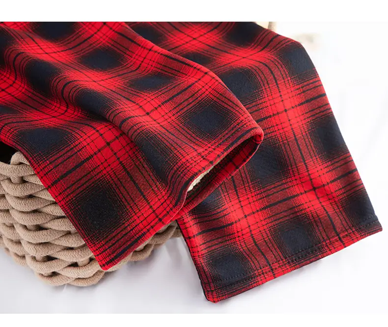 Women Plaid Velvet Pants Autumn Winter Warm Outerwear — feature 26