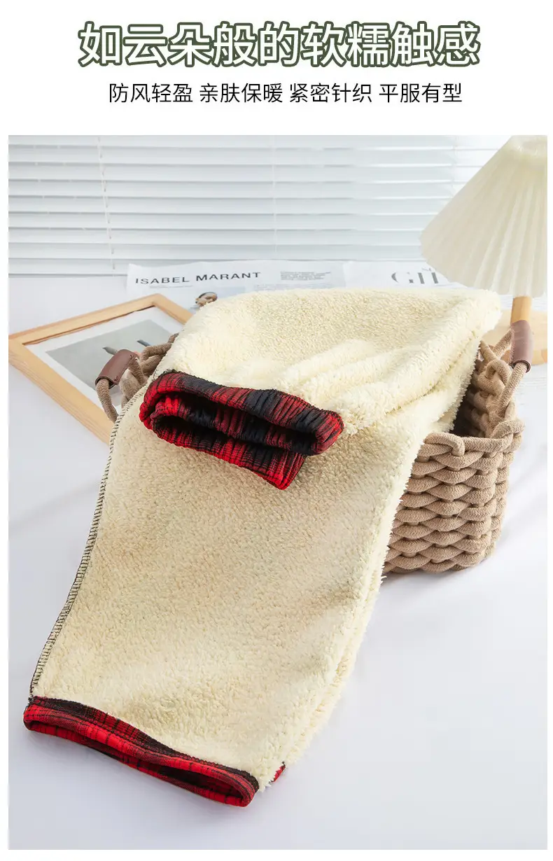 Women Plaid Velvet Pants Autumn Winter Warm Outerwear — feature 30