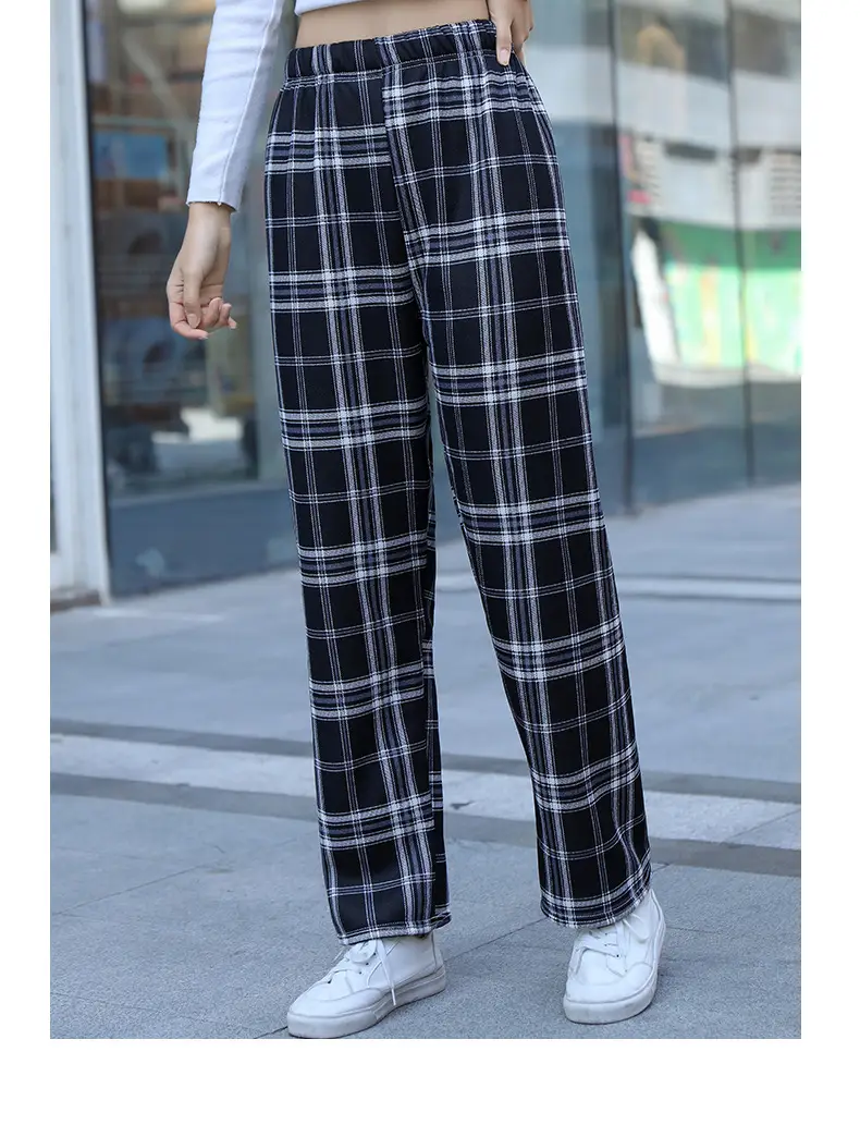 Women Plaid Velvet Pants Autumn Winter Warm Outerwear — feature 9