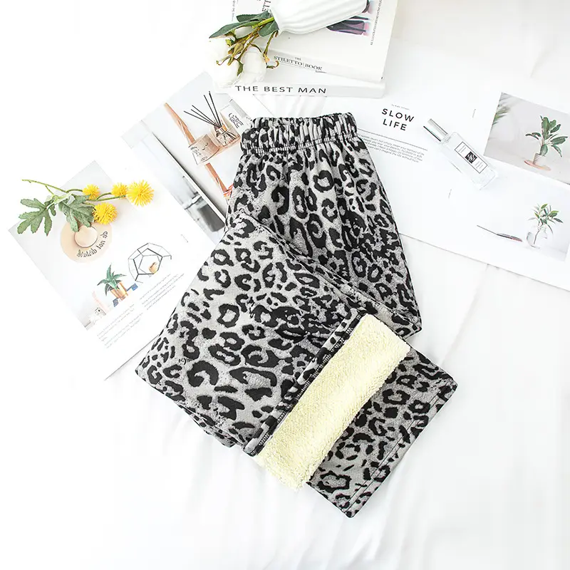 Women Plaid Velvet Pants Autumn Winter Warm Outerwear - Image 12