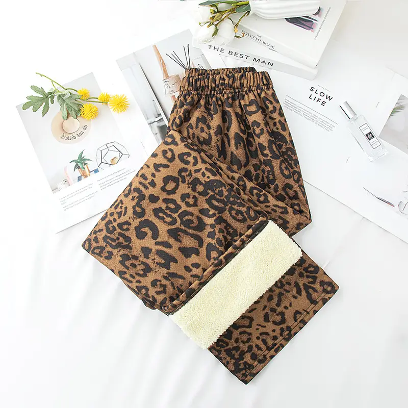 Women Plaid Velvet Pants Autumn Winter Warm Outerwear - Image 13