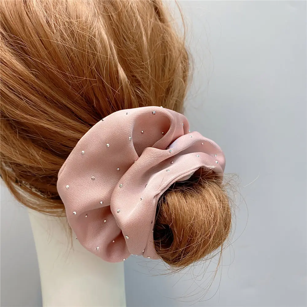 Pink Full Diamond Head Rope for Women Summer Hair Ring - Image 4