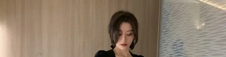 Black Velvet Square Neck Mid-Length Dress for Women — feature 19