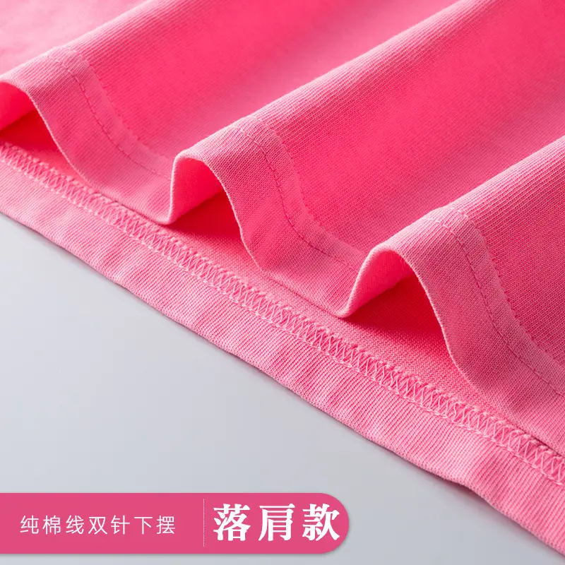 Japanese Style Women Cotton T-Shirt Pink Drop Shoulder Loose Fit - Image 6