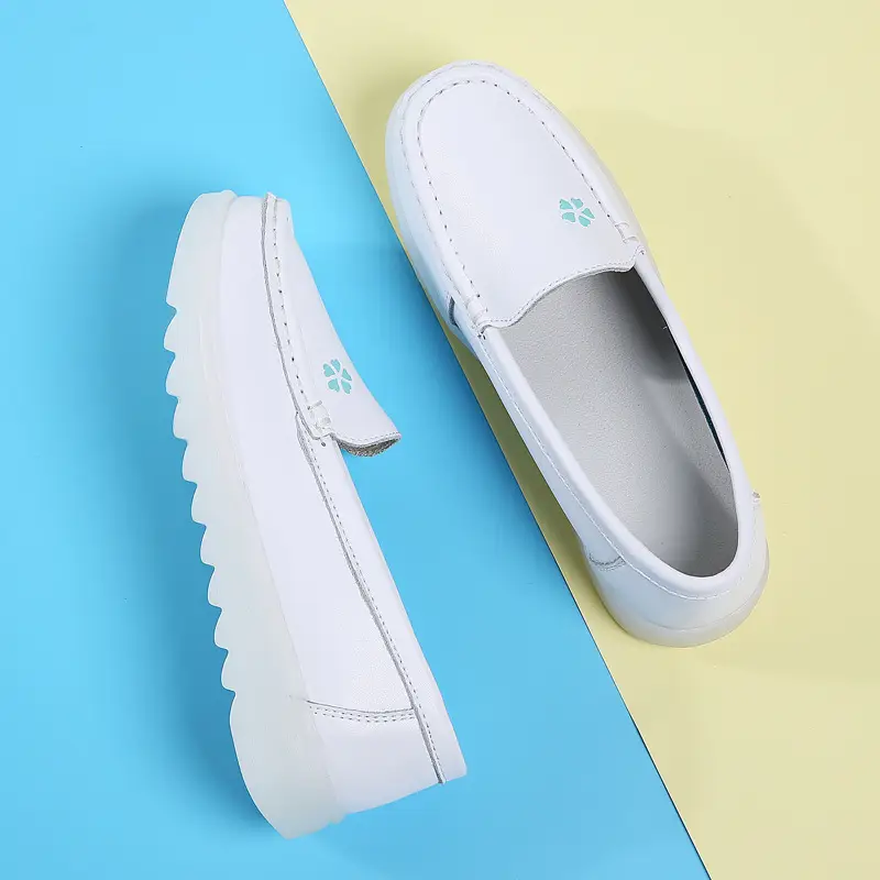 in stock White Nurses Shoes Women's Autumn Breathable Soft-soled Non-Tired Flat-soled Non-slip Medical Work Shoes for Cross-border Hair - Image 5