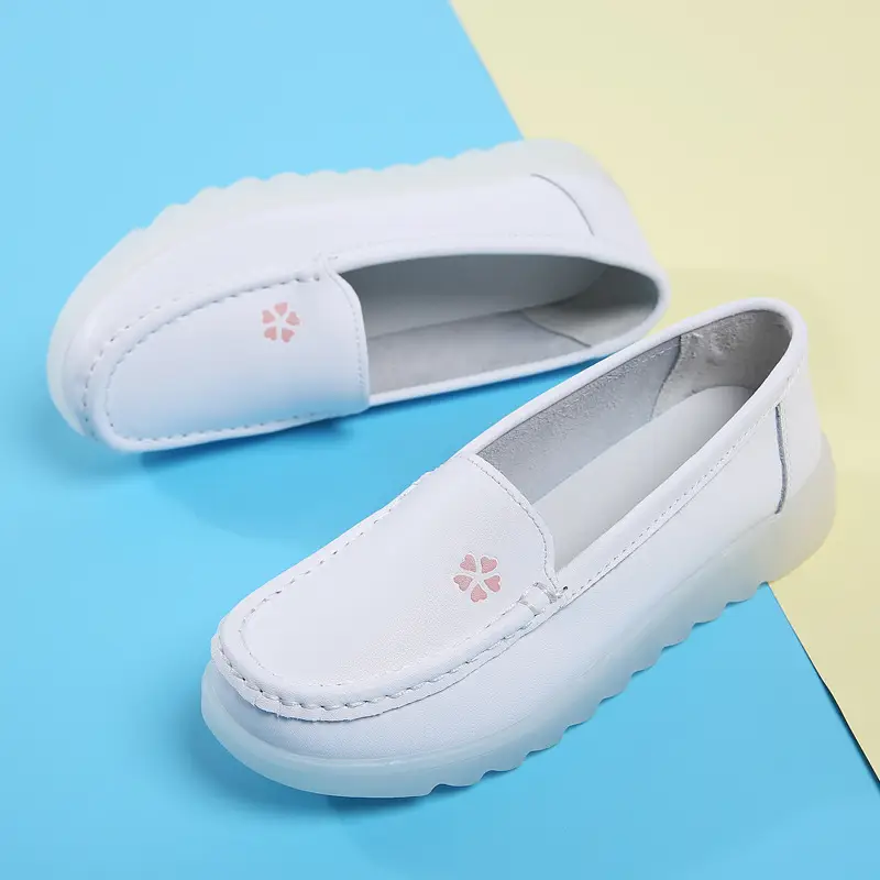 in stock White Nurses Shoes Women's Autumn Breathable Soft-soled Non-Tired Flat-soled Non-slip Medical Work Shoes for Cross-border Hair - Image 6