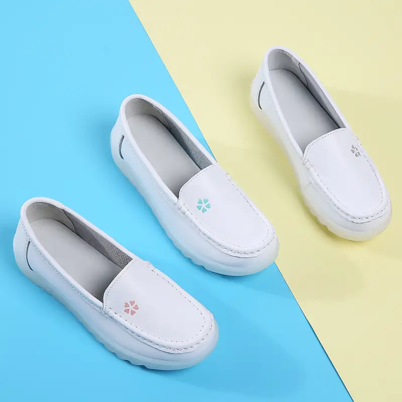 in stock White Nurses Shoes Women's Autumn Breathable Soft-soled Non-Tired Flat-soled Non-slip Medical Work Shoes for Cross-border Hair - Image 7