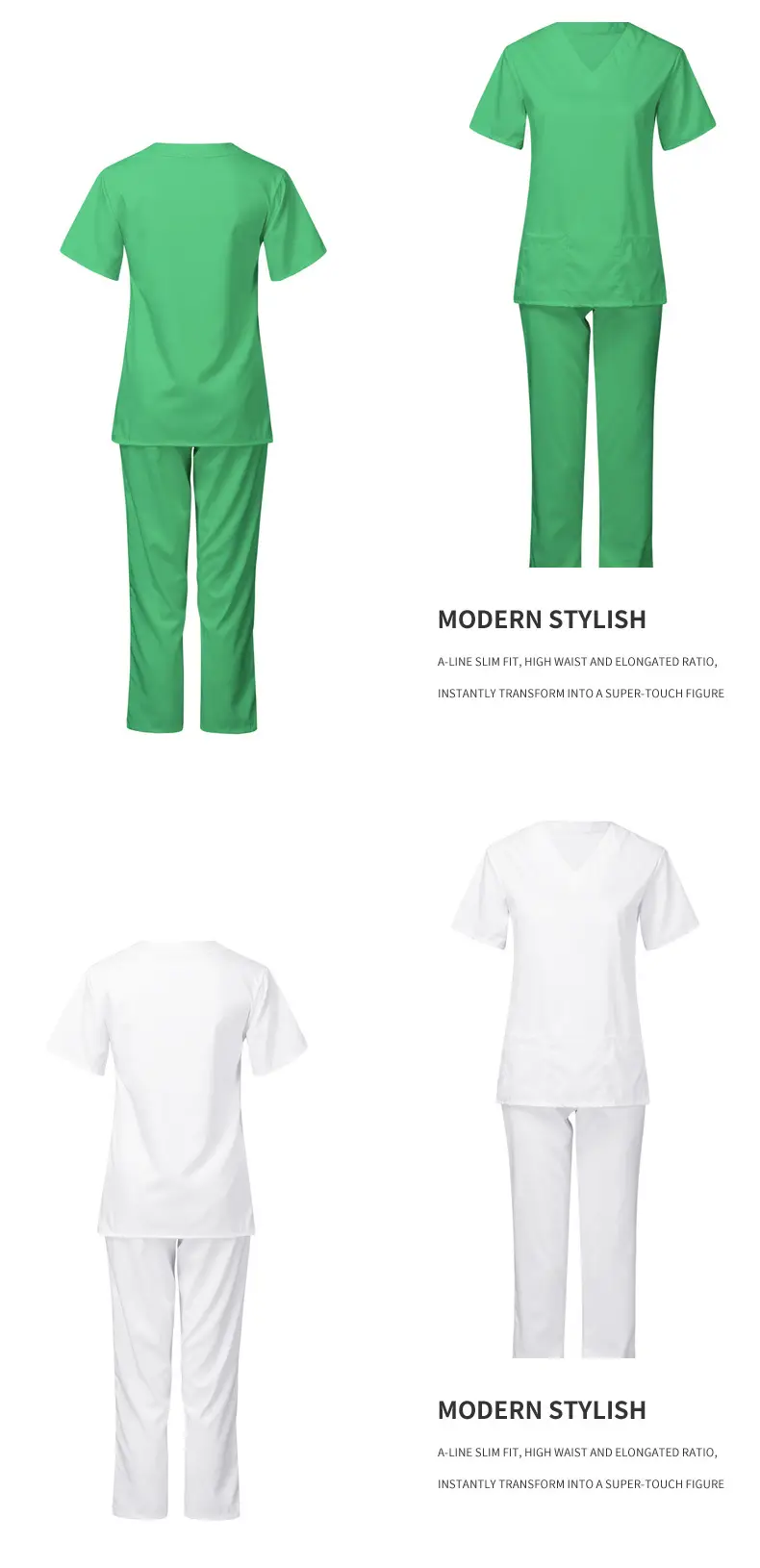 Nursing Work Uniform Women V-Neck Pants Set Tan — feature 15