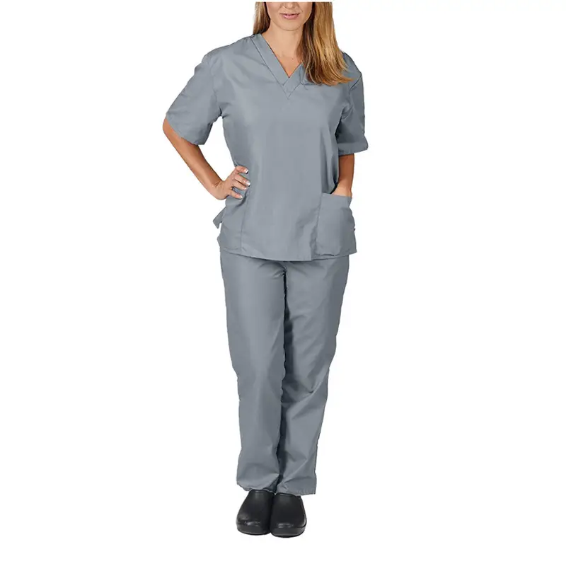 Nursing Work Uniform Women V-Neck Pants Set Tan