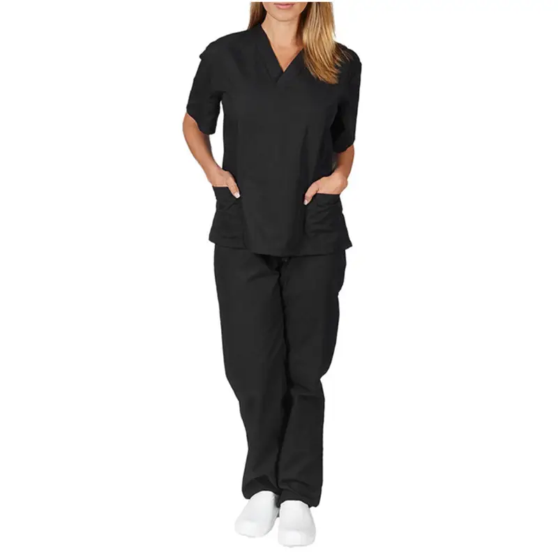 Nursing Work Uniform Women V-Neck Pants Set Tan