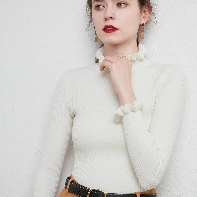 Women's 2025 Warm White Pom Pom Sleeve Sweater Large - Image 10