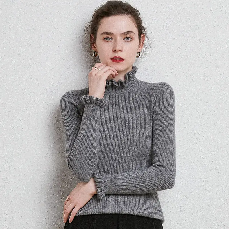Women's 2025 Warm White Pom Pom Sleeve Sweater Large - Image 2