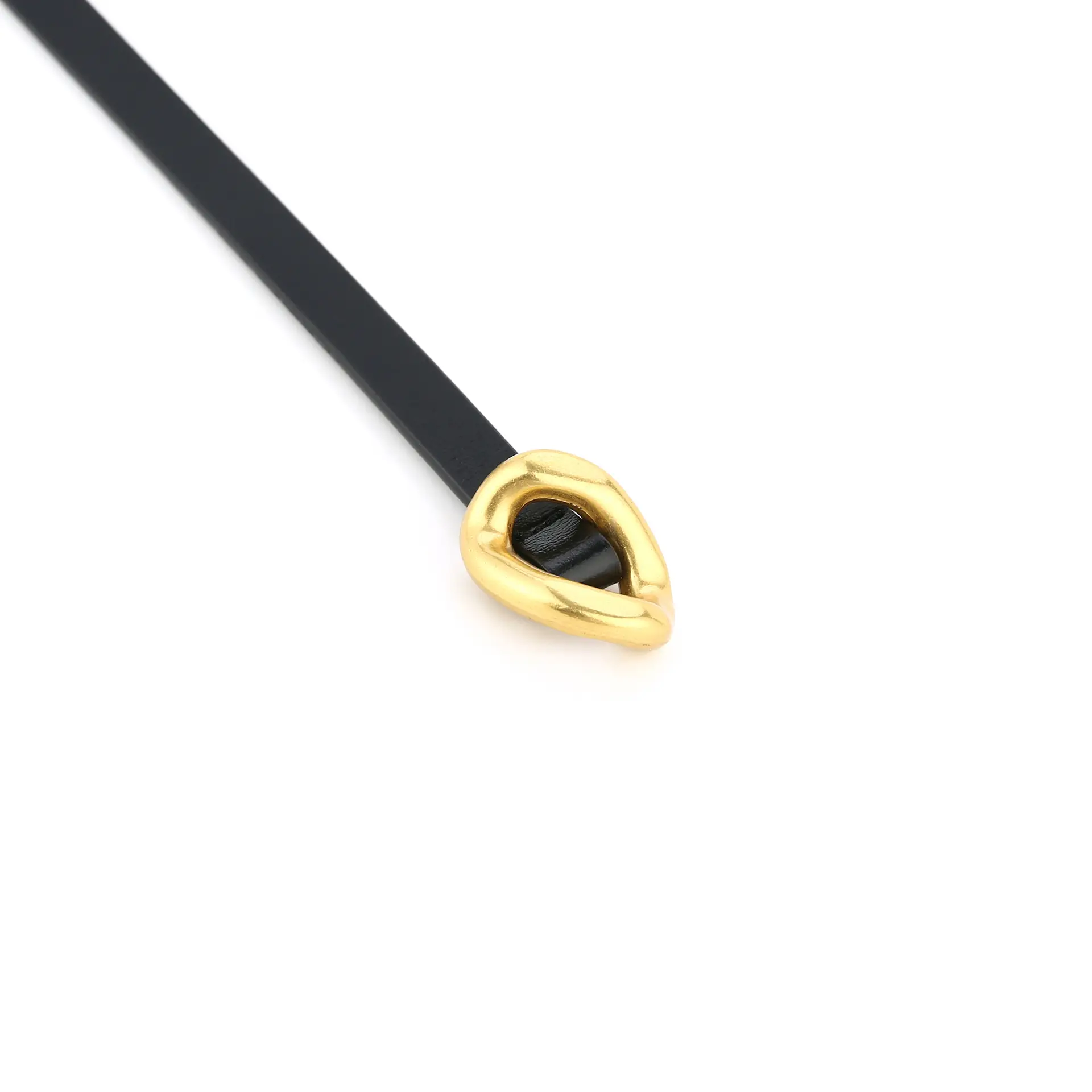 Women's Black Adjustable Cowhide Belt with Gold Clasp - Image 9